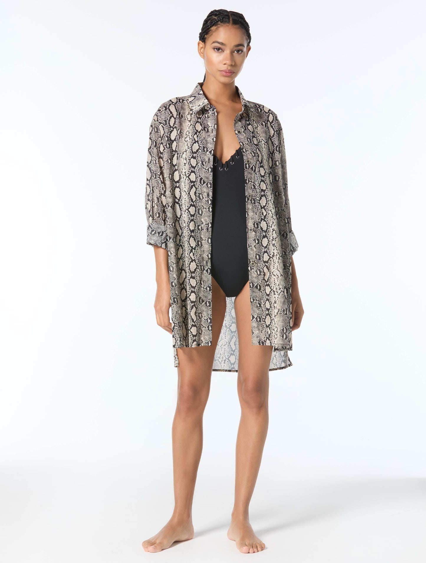 MICHAEL Michael Kors Cross Back One Piece Swimsuit - Laced Grommets