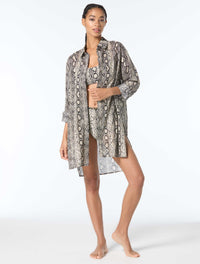 Michael Kors Cover Up Shirt - Boho Python - 004 Black Multi