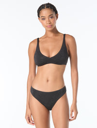 Michael Kors V-Neck Bikini Top - Rhinestone Studded Solids - 001 BLACK