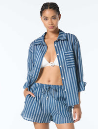 Michael Kors Logo Ring Bikini Set & Marina Stripe Cover Up Set Bundle -