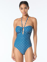 Michael Kors Halter Bandeau One Piece Swimsuit - Classic Dot