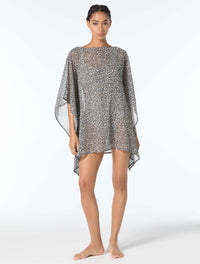 Michael Kors Caftan Cover Up Dress - Small Leopard - 119 White Multi