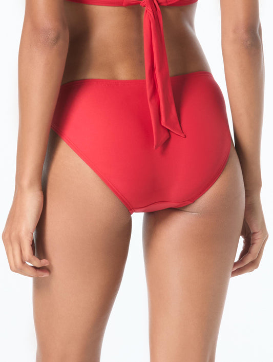 MICHAEL Michael Kors Belted Bikini Bottom - Hardware Solids - 600 RED
