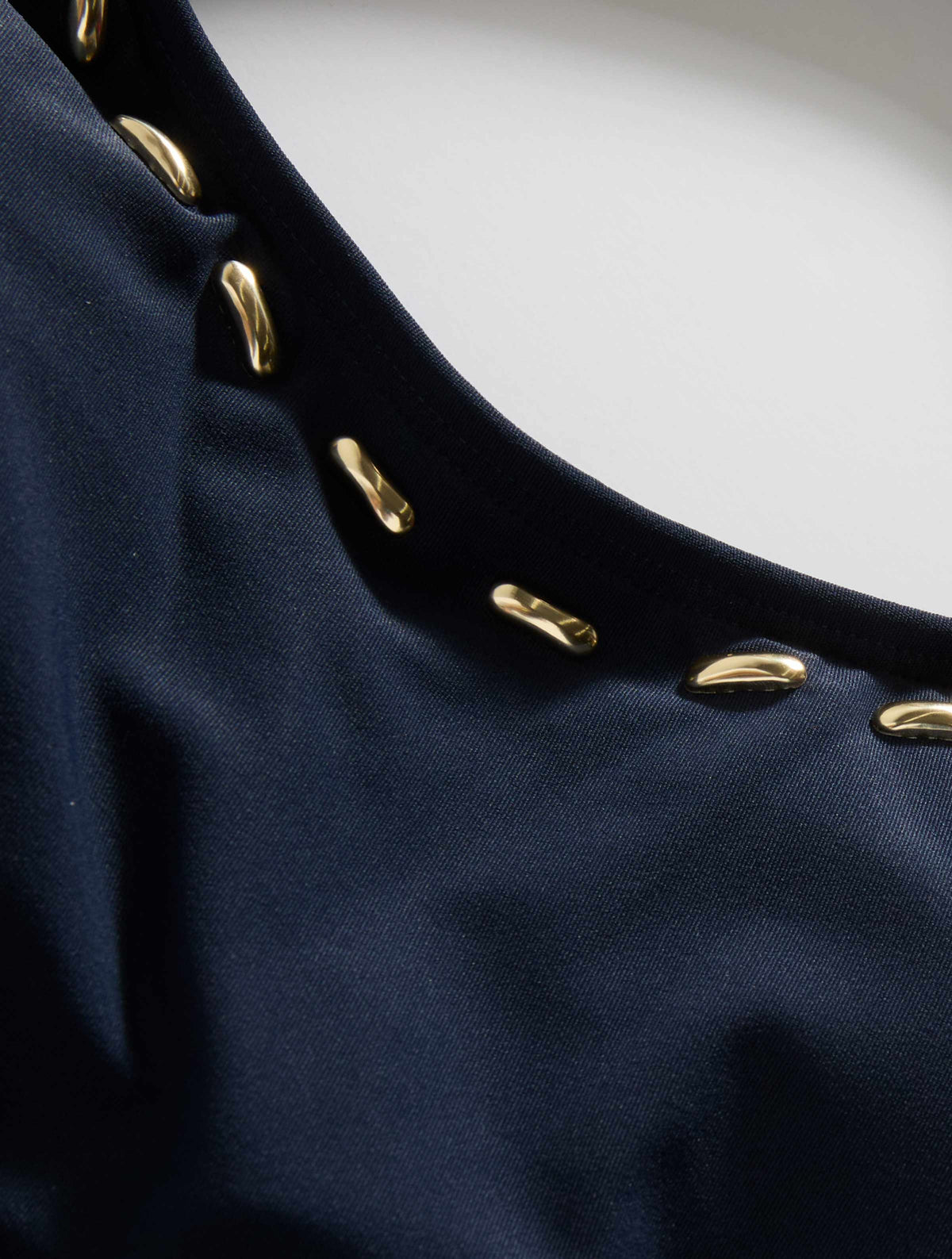 Michael Kors High Leg Bikini Bottom - Half Moon Studs - 412 New Navy