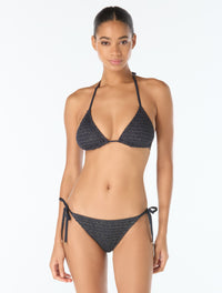 Michael Kors Halter Textured Bikini Top - Shimmer Crochet