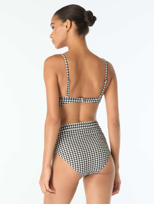 Michael Kors Underwire Textured Bikini Top - Boho Gingham - 001 Black
