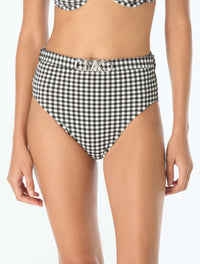 Michael Kors High Waisted Bikini Bottoms - Boho Gingham - 001 Black