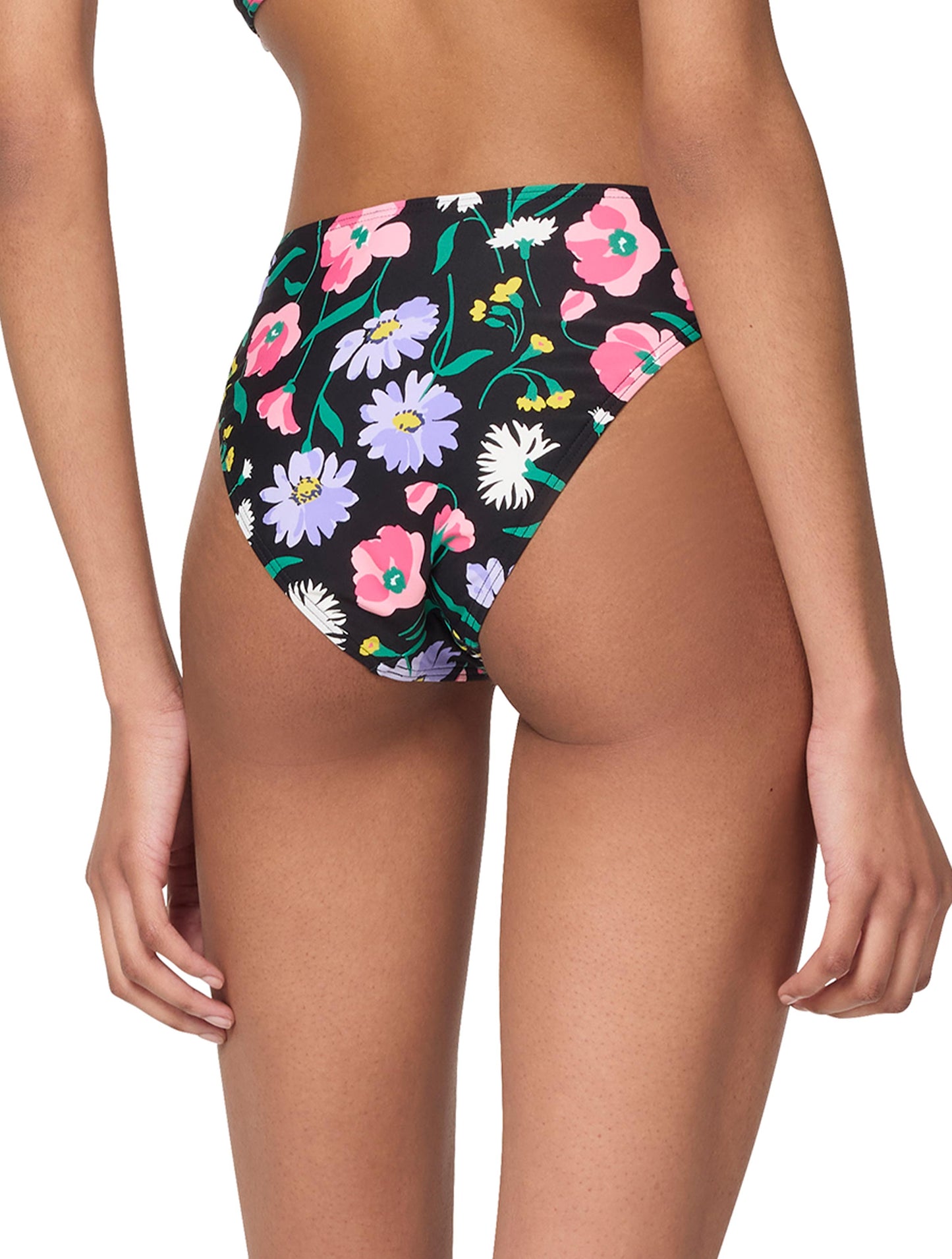 kate spade new york High Cut Bikini Bottom - Spring Bouquet - 004 Black Mlt