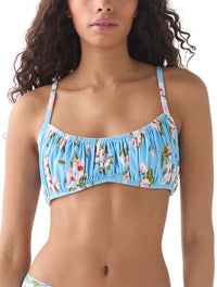 kate spade new york Underwire Shirred Bikini Top - Spring Daisies - 863 Pristine Pool