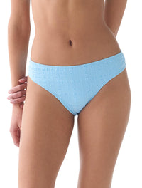 kate spade new york High Cut Textured Bikini Bottom - Seersucker Puff - 863 Pristine Pool