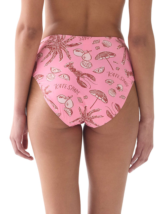 kate spade new york High Leg Bikini Bottom - Beachside - 880 Guava Slice