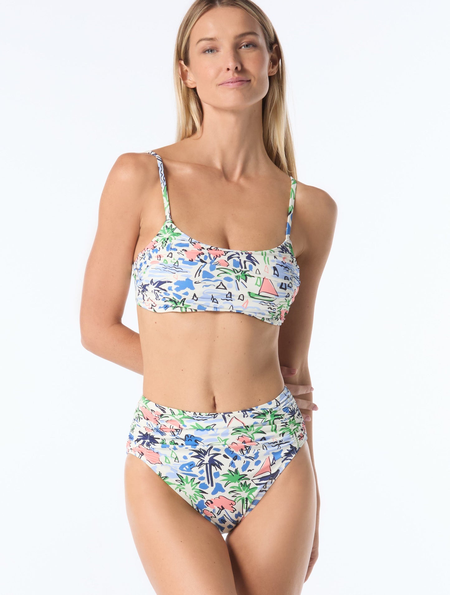 Kate Spade Shirred Bikini Top - Coastal Town - 970 Multi