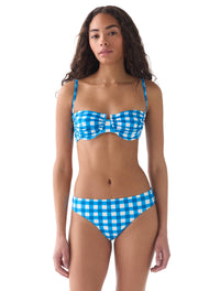 kate spade new york Ruched Underwire Bikini Top - Gingham - 925 SANTORINI BLUE