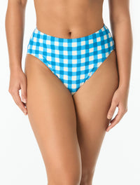 kate spade new york High Waisted Bikini Bottoms - Gingham - 925 SANTORINI BLUE