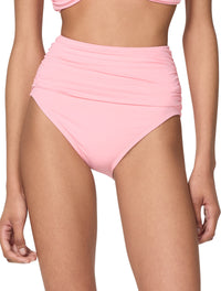Kate Spade Shirred High Waist Bikini Bottom - Rosette Solids - 835 GRANITA