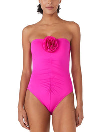 Kate Spade Bandeau One Piece Swimsuit - Rosette Solids - 668 VIVID SNAPDRAGON