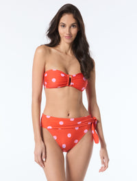 Kate Spade Bandeau Ring Front Bikini Top - Downtown Dot - 814 GOJI BERRY