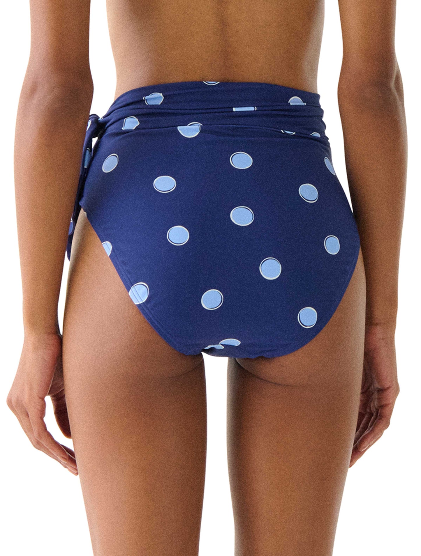 Kate Spade Convertible Side Tie High Waist Bikini Bottom - Downtown Dot - 398 NORTH SEA