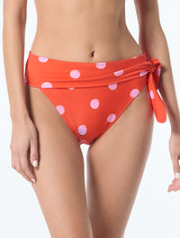 Kate Spade Convertible Side Tie High Waist Bikini Bottom - Downtown Dot - 814 GOJI BERRY