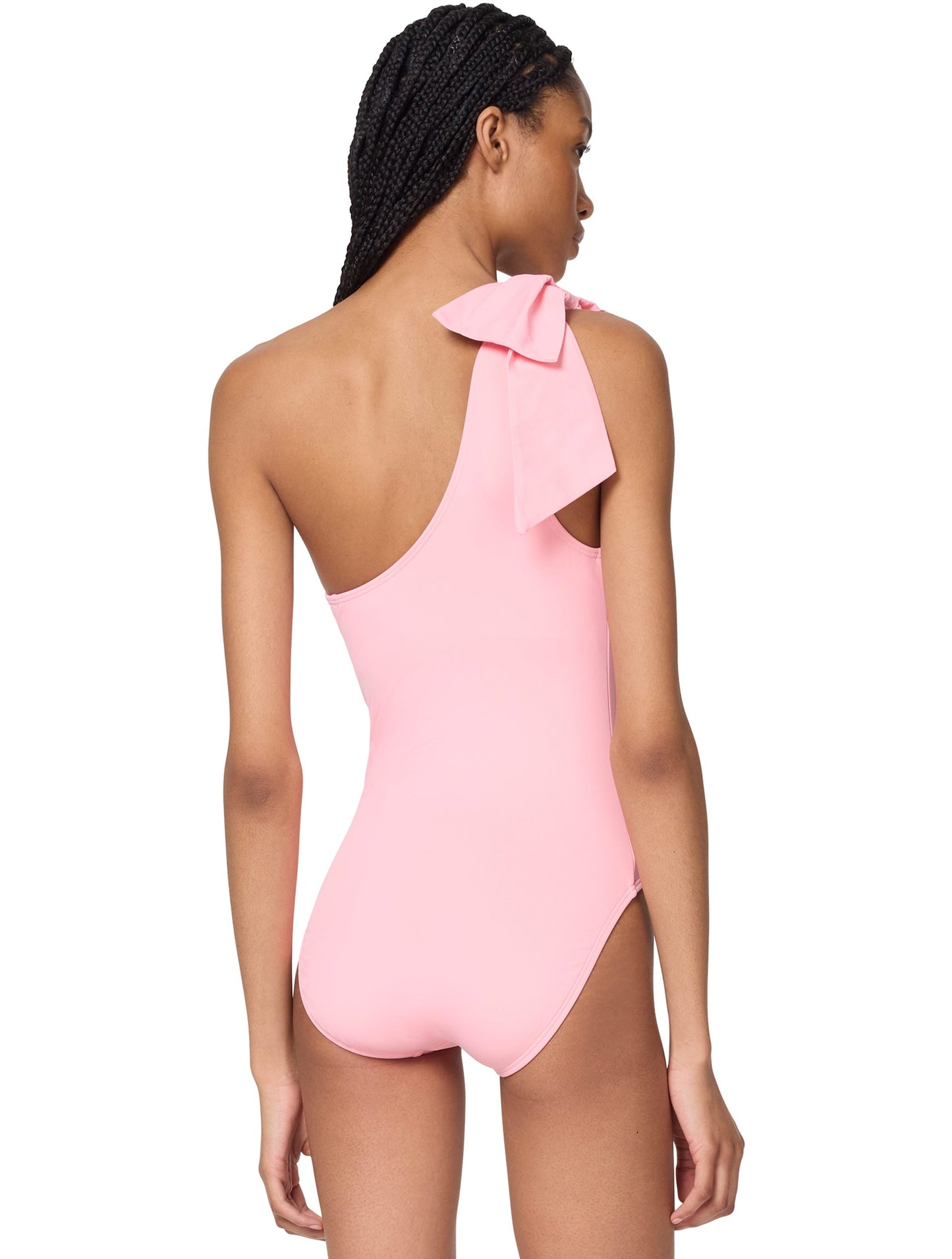 Kate Spade Shoulder Bow Tie One Shoulder One Piece Swimsuit - Contrast Solids - 835 GRANITA