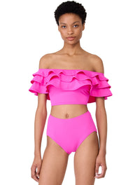 kate spade new york Ruffle Bikini Top - Solids - 668 VIVID SNAPDRAGON