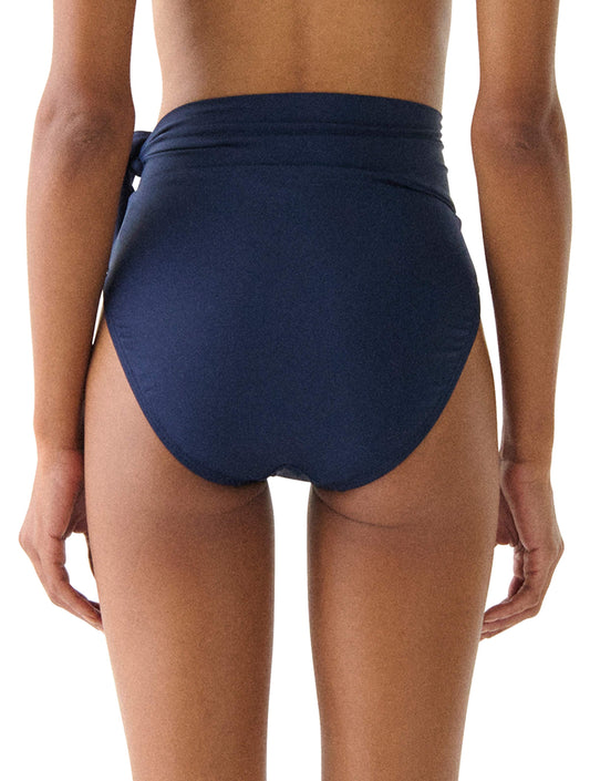Kate Spade Convertible High Waist Side Tie Bikini Bottom - Solids - 477 PLANETARY NAVY