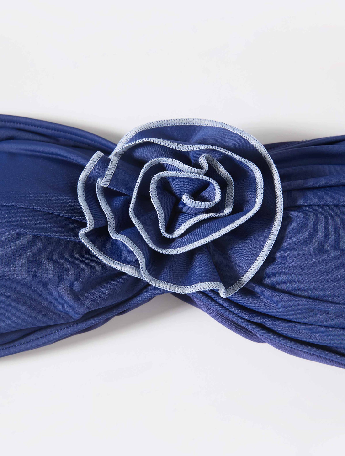 kate spade new york Bandeau Shirred Bikini Top - Contrast Rosette Solids - 398 NORTH SEA