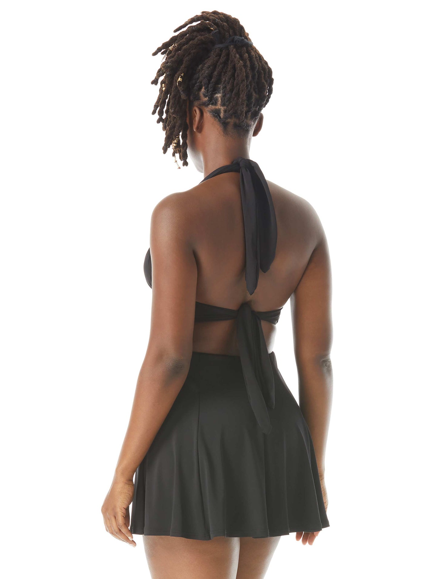 Coco Contours Athena Draped Halter Bra Sized Bikini Top - Heritage - 001 Black