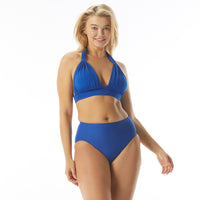 Coco Contours Athena Draped Halter Bra Sized Bikini Top - Heritage - 435 Bright Blue