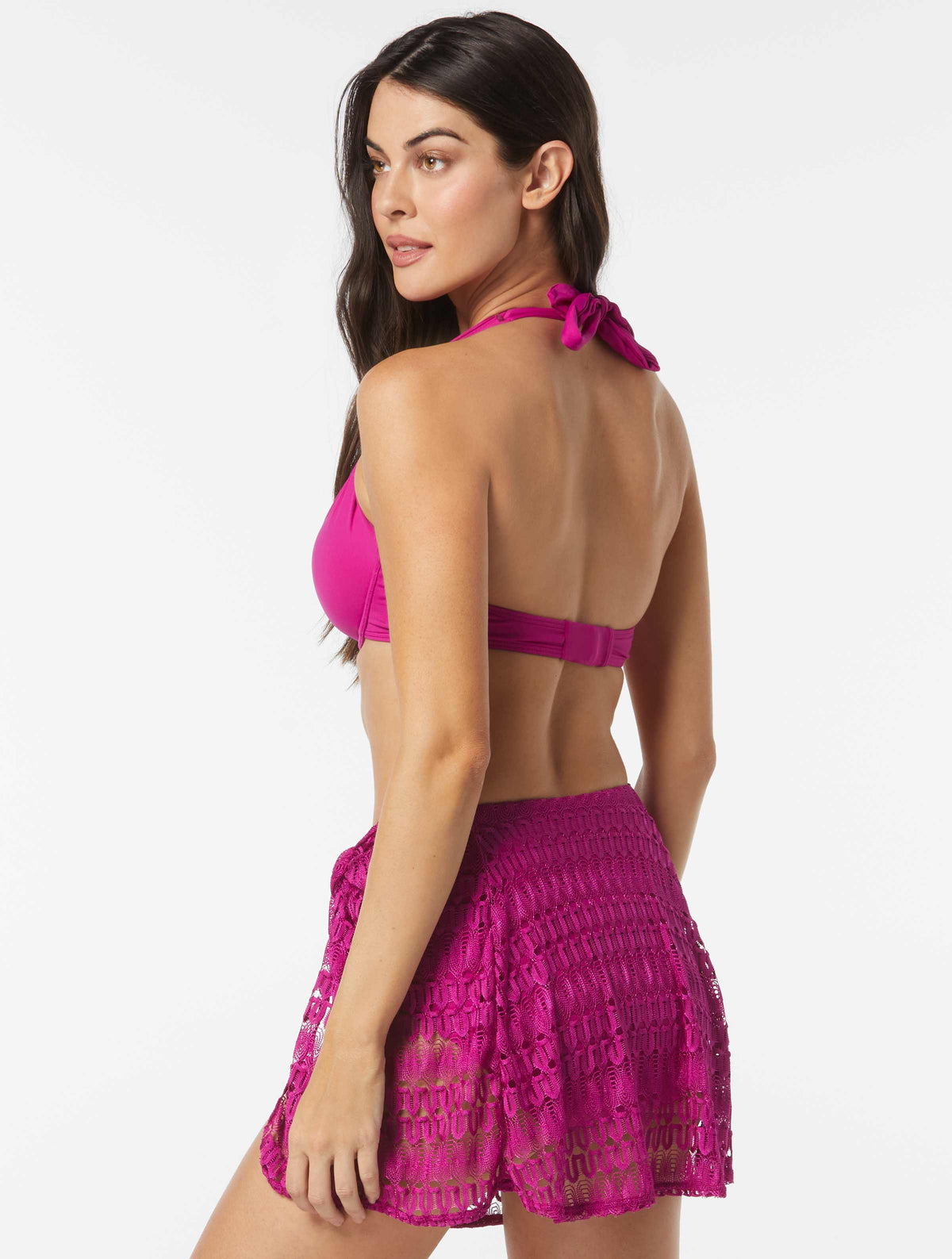 Coco Contours Cameo Halter Bra Sized Underwire Push Up Bikini Top - Keepsake - 652 MAGENTA