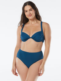 Coco Contours Regal Draped Bra Sized Underwire Push Up Bikini Top - Keepsake - 439 Lapis