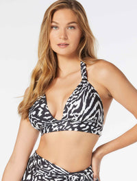 Coco Contours Athena Draped Halter Bra Sized Bikini Top - Wild Kingdom - 001 BLACK