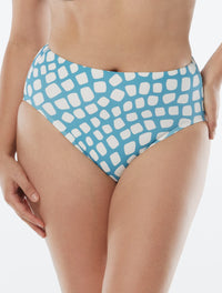 Coco Contours Onyx High Waisted Bikini Bottom - Abstract Giraffe - 438 MOONSTONE BLUE