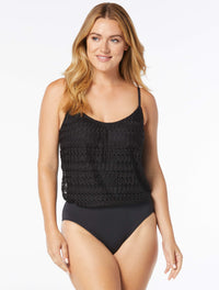 Coco Contours Amaris V-Neck Bra Sized One Piece Swimsuit - Crochet - 001 BLACK