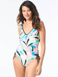 Coco Contours Stellar Bra Sized Underwire One Piece Swimsuit - Del Mar Swirl - 970 Multi