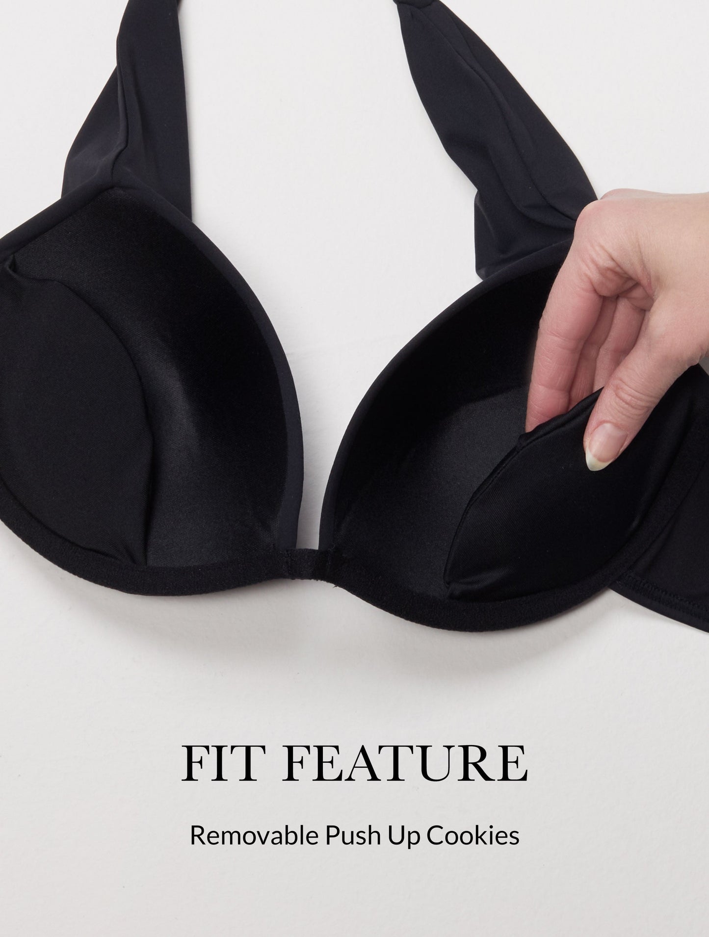 Coco Contours Cameo Halter Bra Sized Underwire Push Up Bikini Top - Plumeria Haze - 004 Black Multi