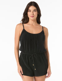 Coco Contours Electra Bra Sized Swim Romper - Pretty in Plisse - 001 BLACK