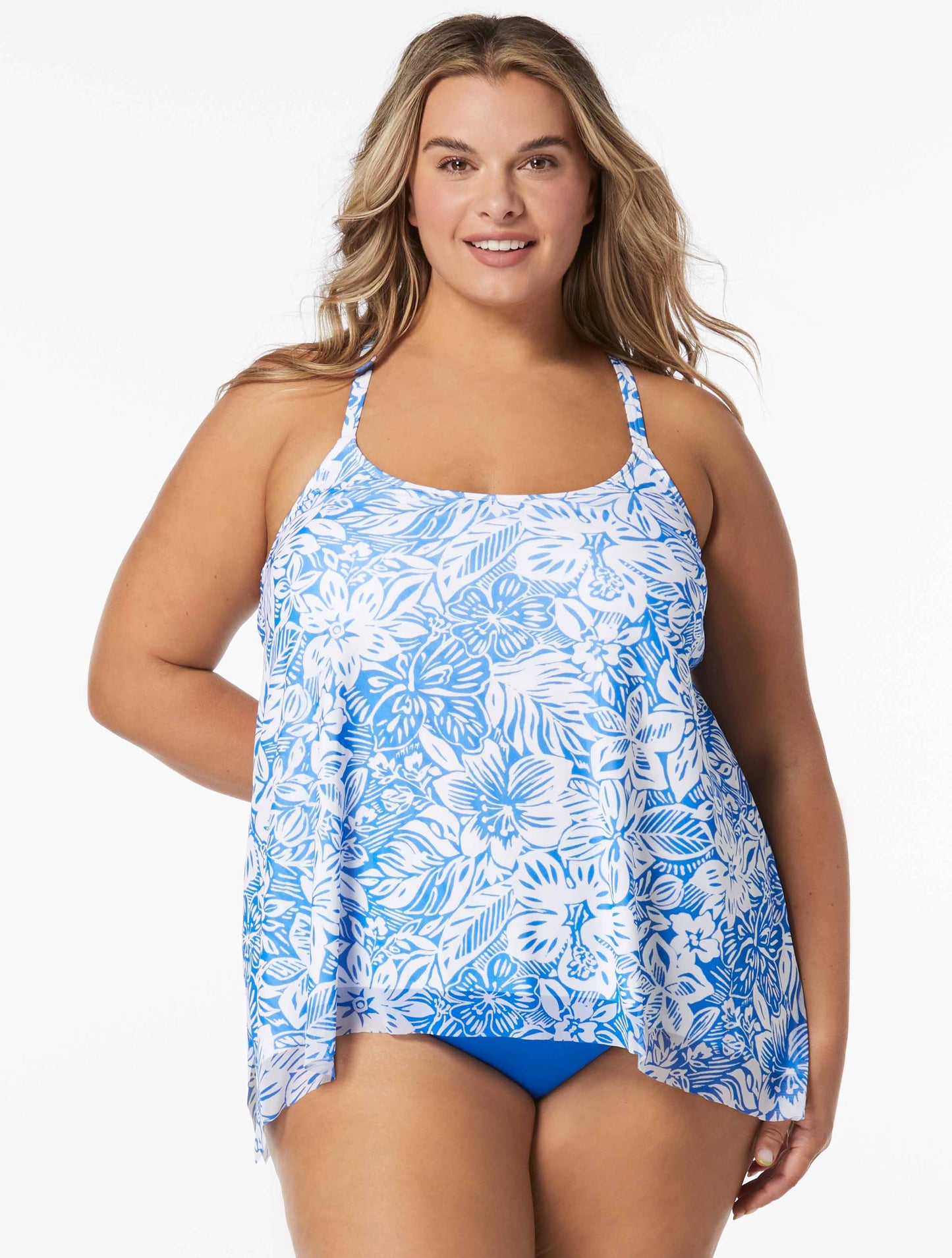 Coco Reef Current Bra Sized Mesh Layer Underwire Tankini Top - Bungalow Floral - 499 Blue Crush