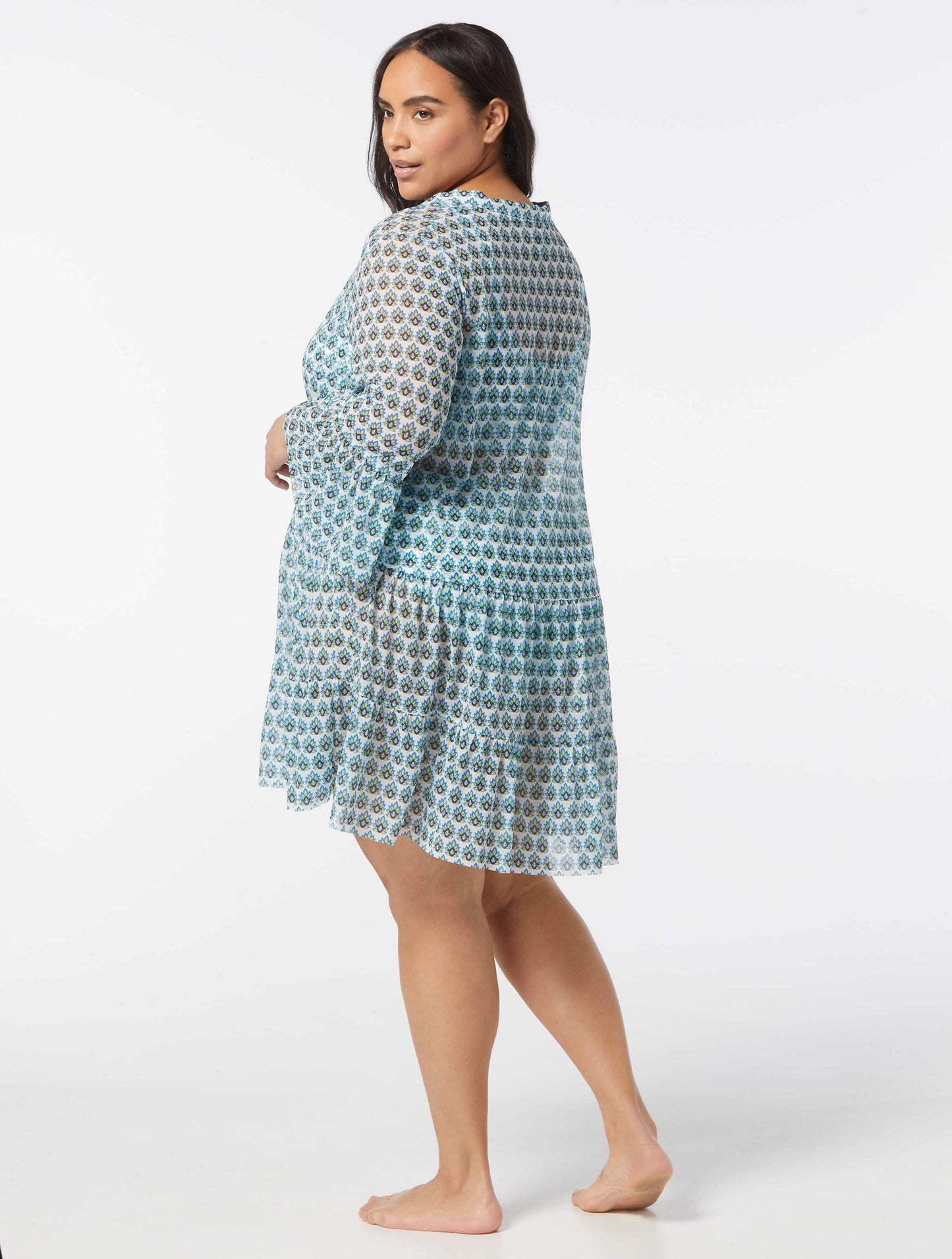 Coco Reef Enchant Mesh Cover Up Dress - Island Lotus - 119 WHITE MLTI