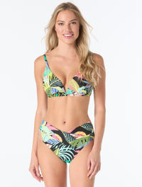 Coco Reef Astra Bra Sized Plunge Underwire Bikini Top - Cosmic Jungle - 004 Black Mlt