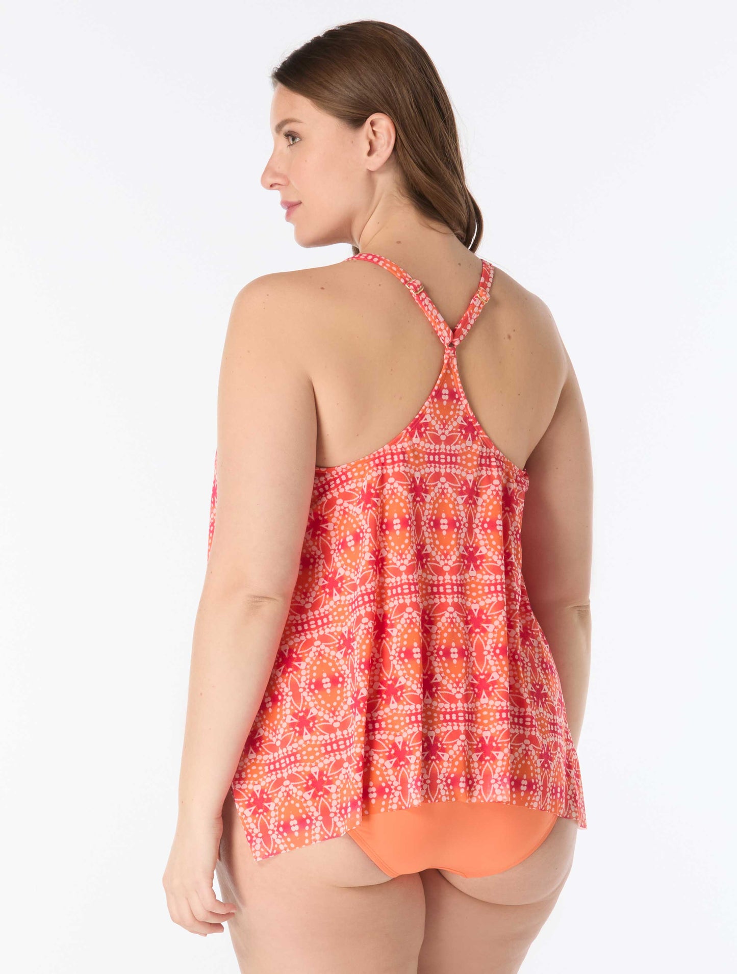 Coco Reef Current Bra Sized Mesh Layer Underwire Tankini Top - Sunset Batik - 824 Tangerine