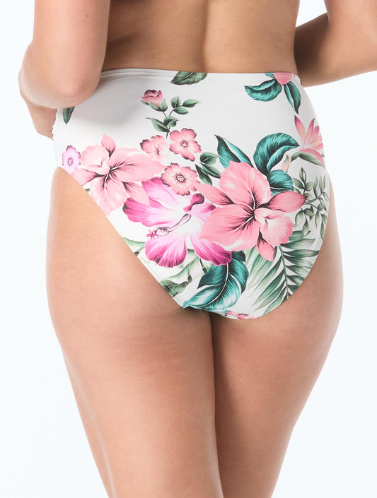 Coco Reef Tyra Twist Front High Waist Bikini Bottom - Spiced Tropical - 119 White Multi