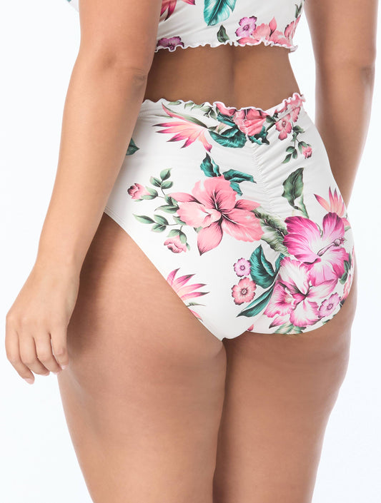 Coco Reef Crescent High Waist Bikini Bottom - Spiced Tropical - 119 White Multi