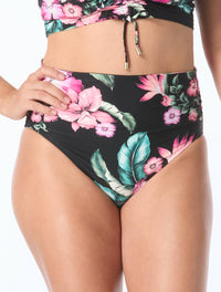 Coco Reef Impulse Rollover Bikini Bottom - Spiced Tropical - 004 Black Multi