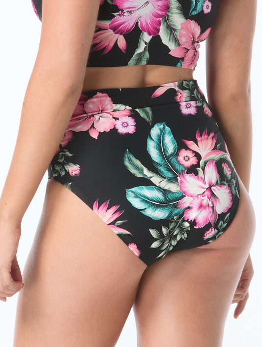 Coco Reef Impulse Rollover Bikini Bottom - Spiced Tropical - 004 Black Multi