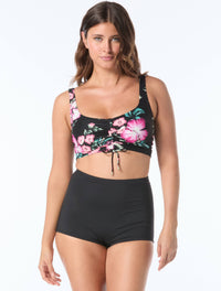 Coco Reef Elevate Bra Sized Shirred Underwire Bikini Top - Spiced Tropical - 004 Black Multi