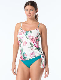 Coco Reef Stella Side Tie Bra Sized Underwire Tankini Top - Spiced Tropical - 119 White Multi
