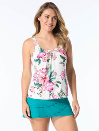 Coco Reef Ultra Fit Bra Sized Underwire Tankini Top - Spiced Tropical - 119 White Multi
