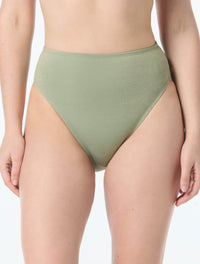Coco Reef High Esteem High Leg High Waist Bikini Bottom - Shimmer Solids - 303 TEA