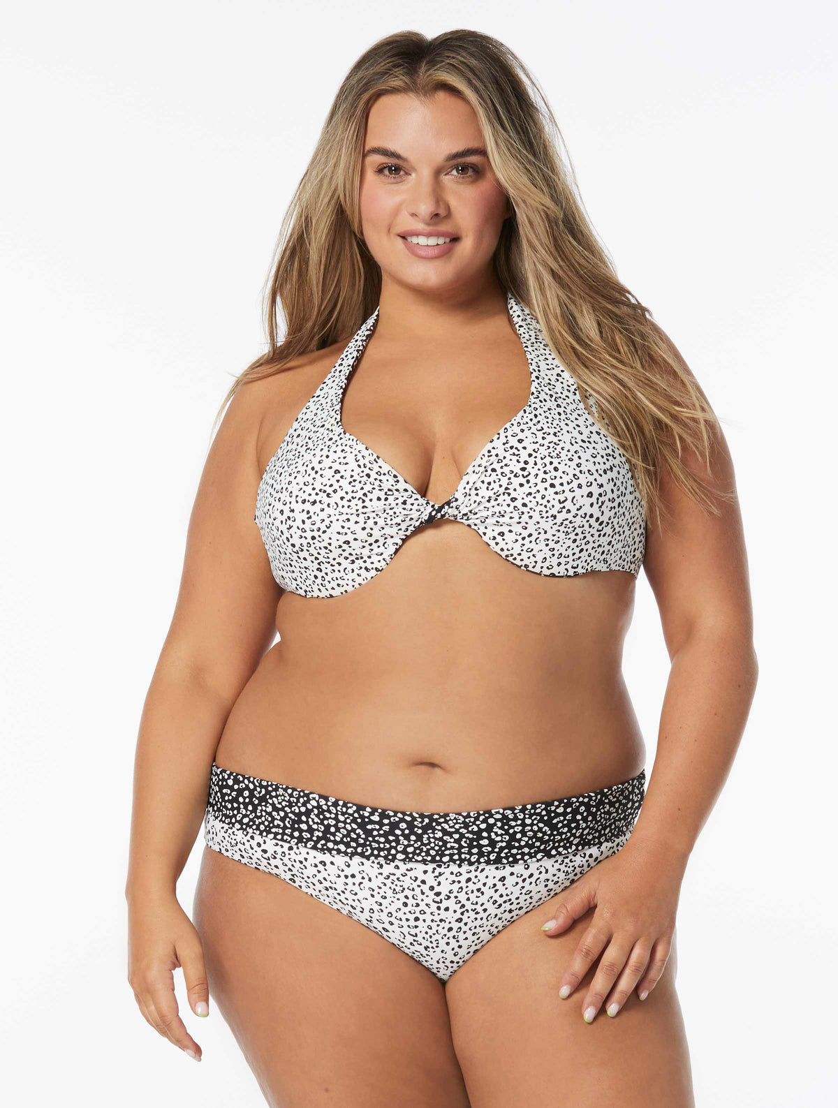 Coco Reef Verso Bra Sized Reversible Underwire Halter Bikini Top - Island Cheetah - 006 CAST-BLACK